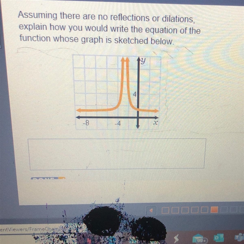 Assuming there are no reflections or dilations, explain how you would write the oquation-example-1