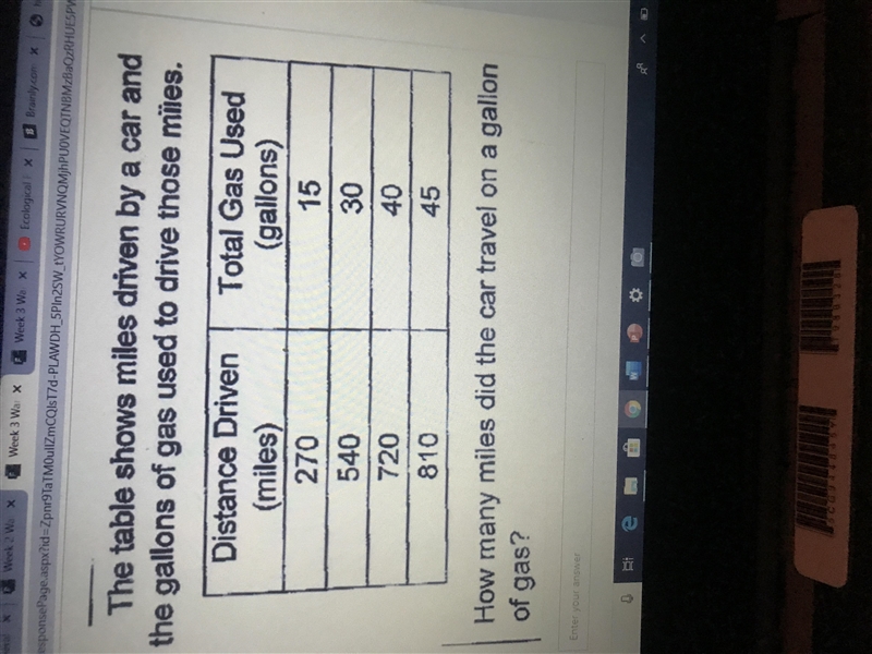 The table shows miles driven by a car and the gallons of gas used to drive those miles-example-1