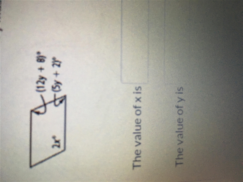 For what values of x and y must the figure have in order to be parallelogram?-example-1