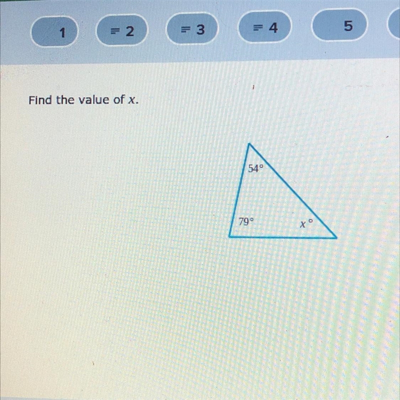 Find the value of x. 54 79-example-1