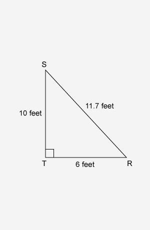 What is the area of `∆STR`? A.30 square feet B. 34.5 square feet C. 57.5 square feet-example-1