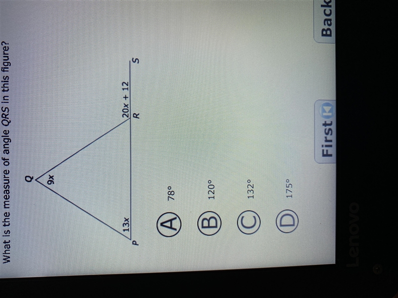 What is the measure of angle QRS in this figure-example-1