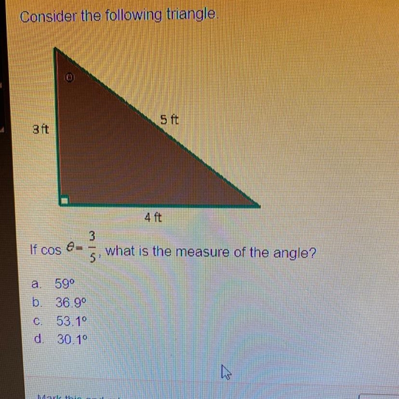 30 PTS a. 59 b. 36.9 c. 53.1 d. 30.1-example-1