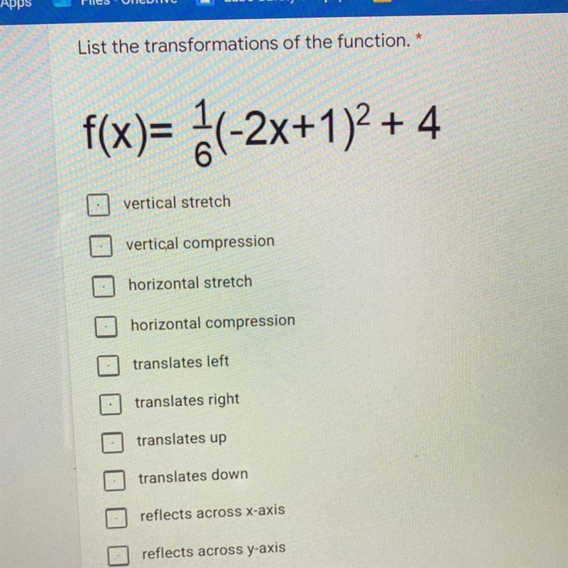 List the transformations of the function. f(x)= 2(-2x+1)2 + 4-example-1