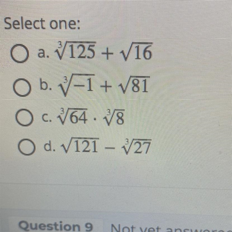 Rafael wrote expressions equivalent to 8 using square roots and cube roots. All of-example-1