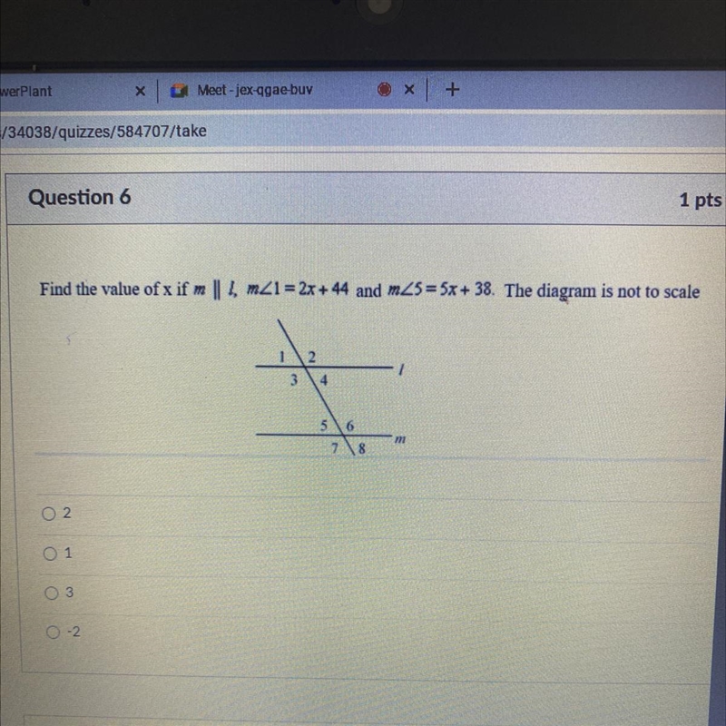 Find the value of x if m || 1. mZ1 = 2x + 44 and m25=5x+ 38. The diagram is not to-example-1