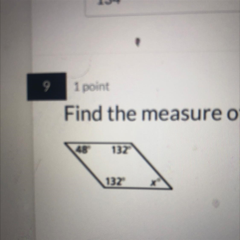 Find the measure of the interior angle of the polygon 48° 132 132-example-1