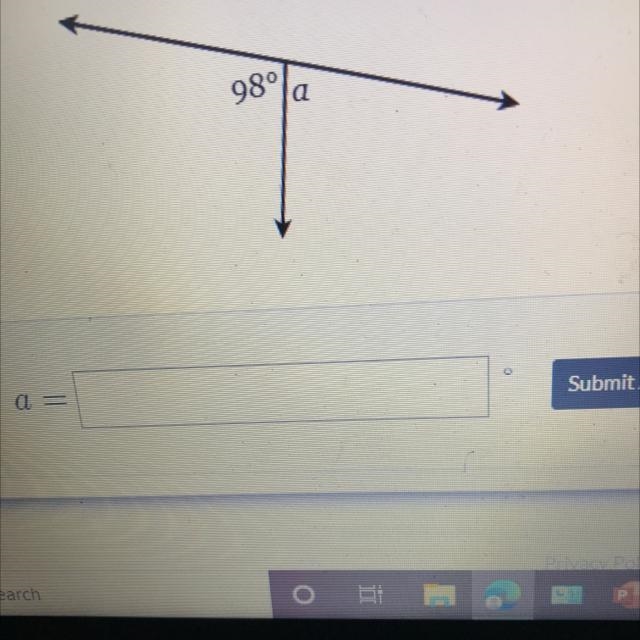 Find the measure of the missing angle. 98° a-example-1