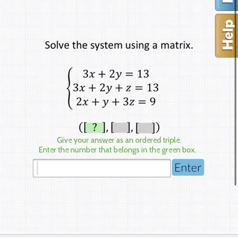 Solve the system using a matrix. NEED HELP ASAP!!:):)-example-1