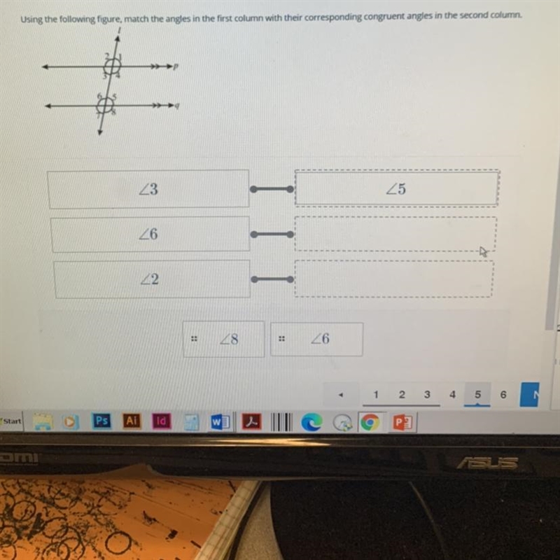 Using the following figure, match the angles in the first column with their corresponding-example-1