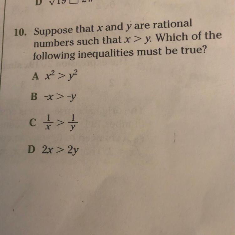 Suppose that XNY are in rational numbers such that x>y. Which of the following-example-1