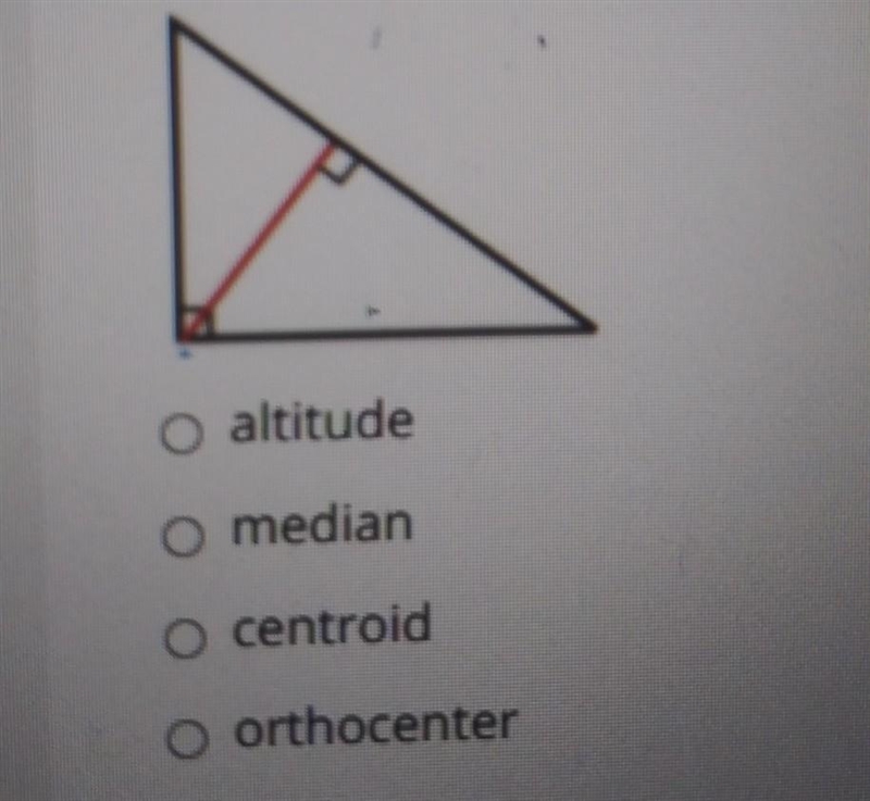 the intersection of the two legs of the right triangle and the red segment is the-example-1