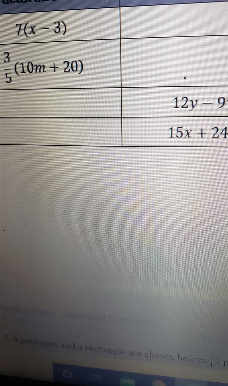 6. Complete the table below. In the left column, write the missing product in factored-example-1