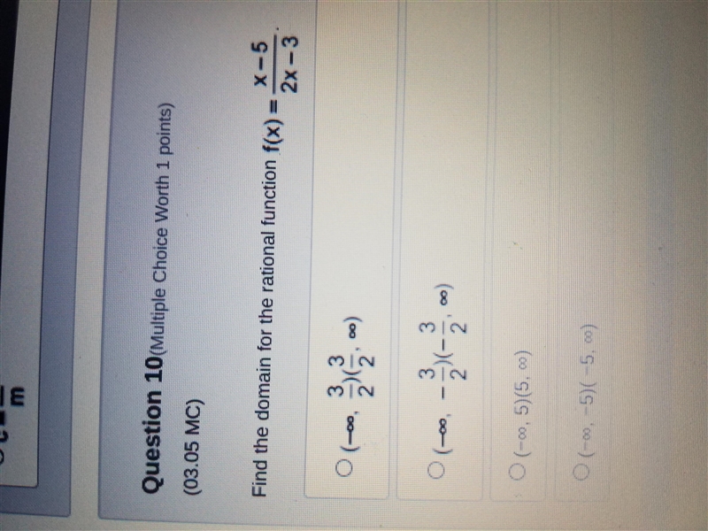 Find the domain of the rational function f(x)=x-5/2x-3-example-1