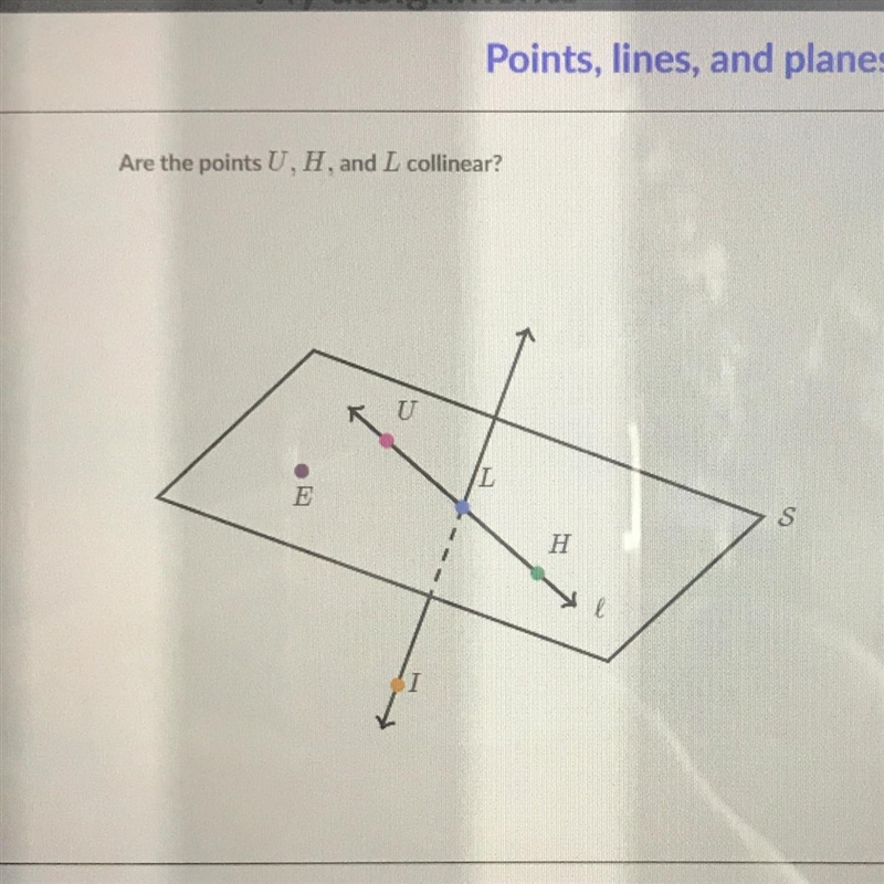 Are the points U, H, and L collinear? U E S H-example-1