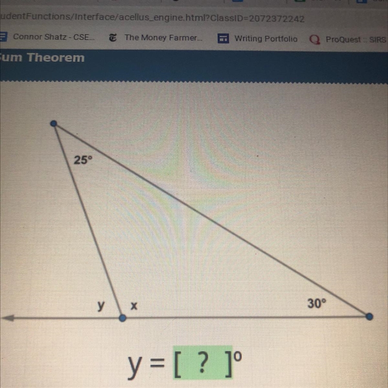 Angle sum theorem. y=? Degrees-example-1