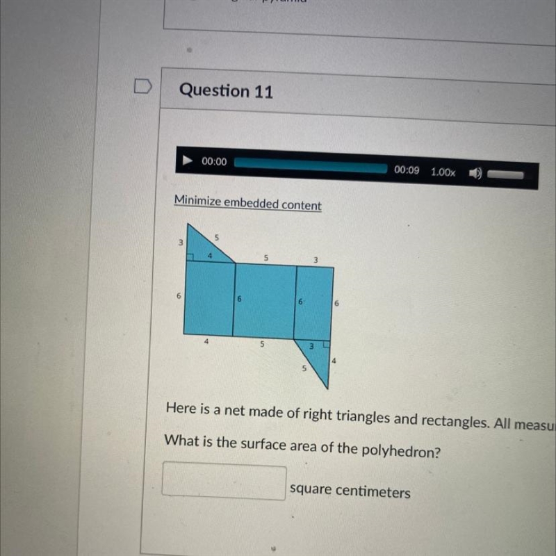 Minimize embedded content 6 Here is a net made of right triangles and rectangles. All-example-1