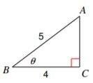 Find the measure of 0. (to the nearest tenth). A) 36.9 B) 38.7 C) 51.3 D) 53.1-example-1