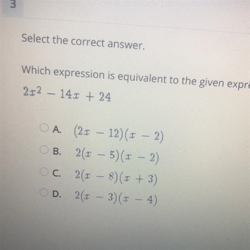 Which expression is equivalent to the given expression? ￼-example-1