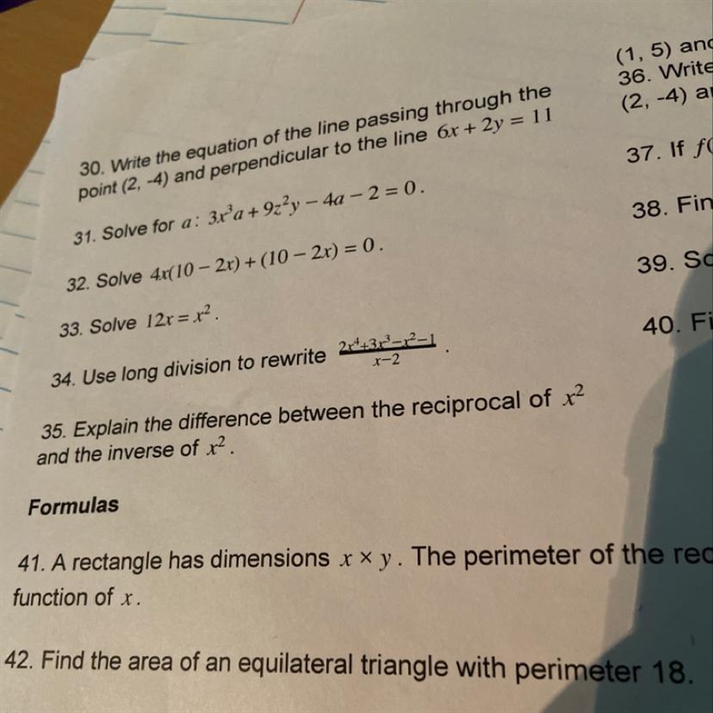 35. Explain the difference between the reciprocal of x^2 and the inverse of x^2. (number-example-1