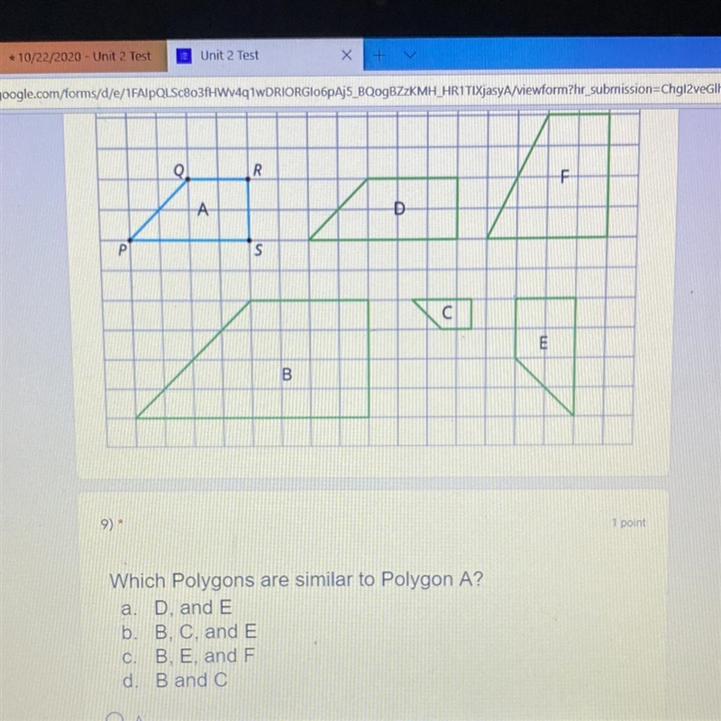 Help me please Which polygons are similar to palygon a-example-1