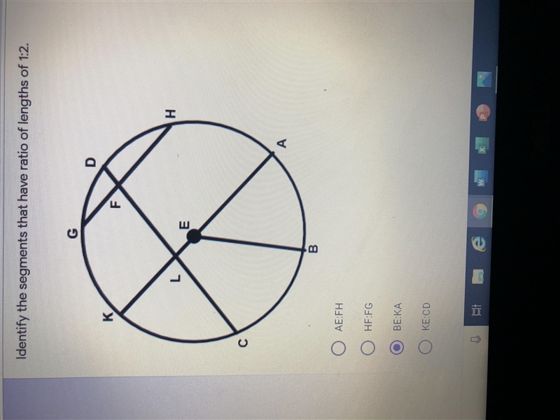 Identify the segments that have a ratio of lengths 1:2-example-1