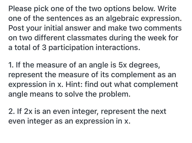 Discussion question please for my class!! Both parts do not have to be answered ONLY-example-1