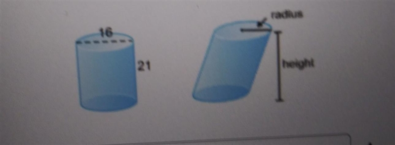 If the two solids shown have the same height and the same cross-sectional area at-example-1