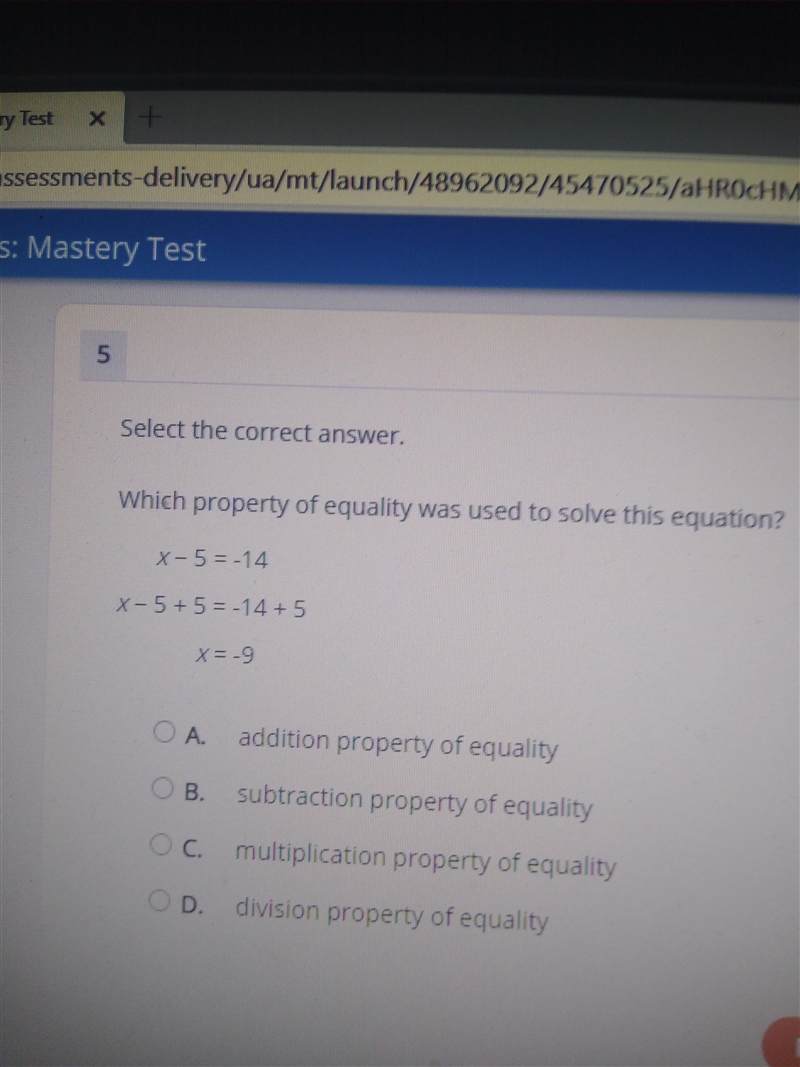 Which property of equality was used to solve this equation-example-1