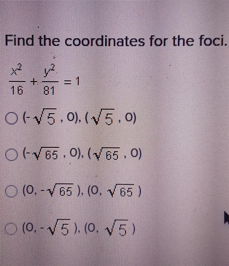 Find the coordinates for the foci​-example-1