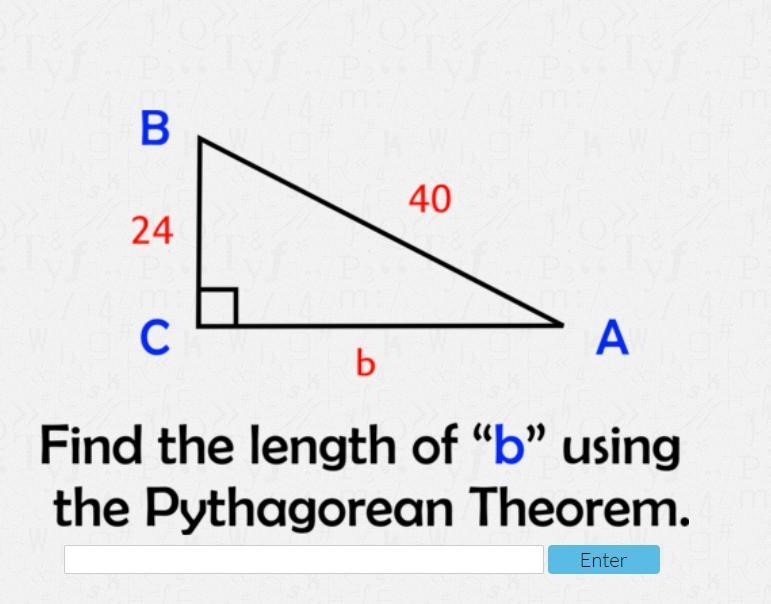 Urgent!! Find the length of B by using the Pythagorean Theorem-example-1