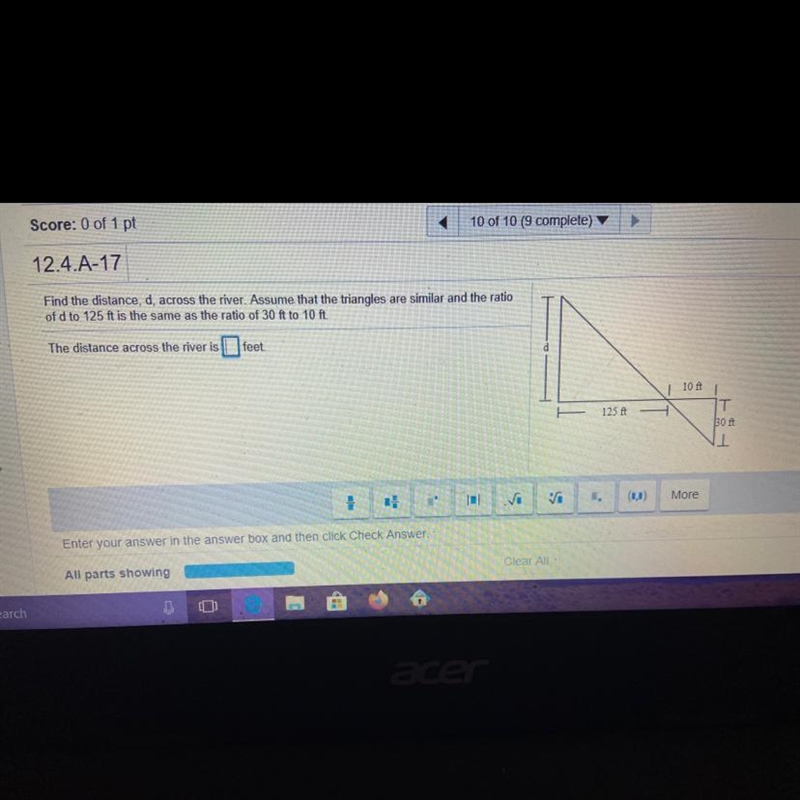 What is the distance across the river in feet?-example-1