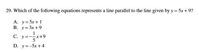 Which of the following equations represents a line parallel to the line given by y-example-1