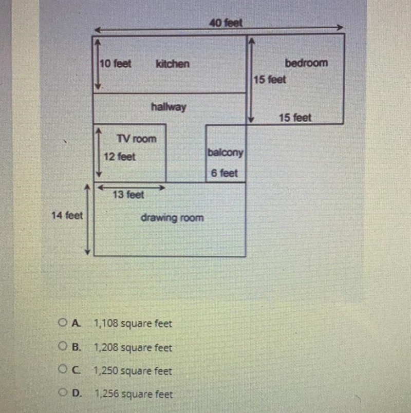 What is the area of the house (including the drawing room, TV room, balcony, hallway-example-1