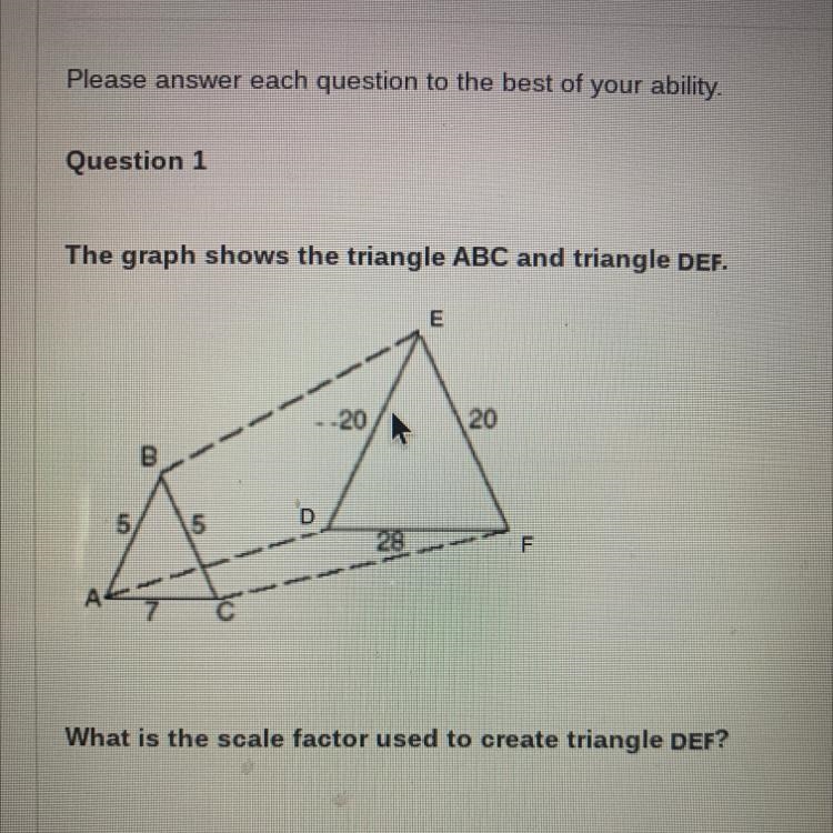 the graph shows the triangle abc and the triangle def what is the scale factor used-example-1