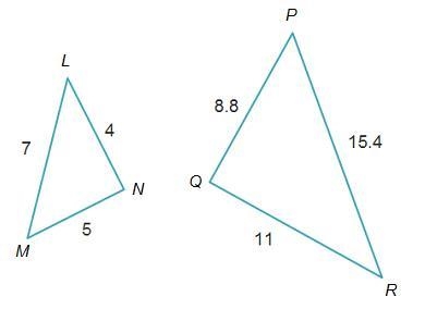 The two triangles below are similar. Which pair are corresponding sides?-example-1