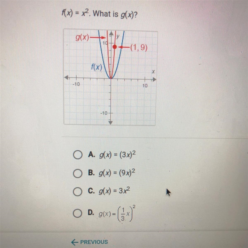 Please help it’s due in 20 minutes! f(x) = x2. What is g(x)?-example-1