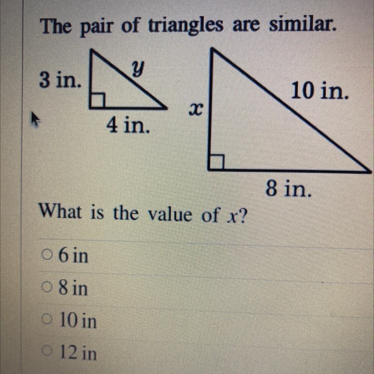 The pair of triangle are similar What is the value of X-example-1