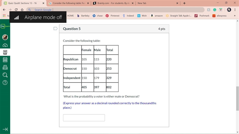 LOTS OF POINTS!!! PLZ HELP!!!! MATH 123 What is the probability a voter is either-example-1