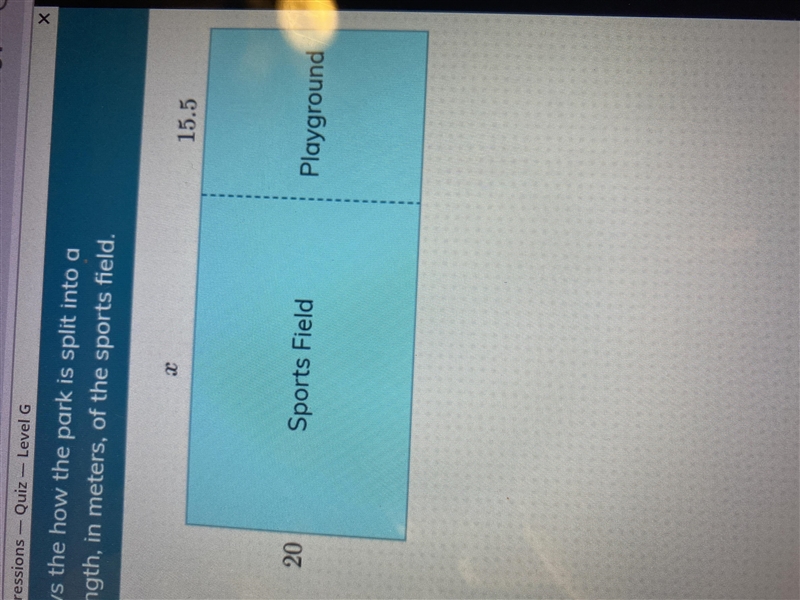 A park shaped like a rectangle. The diagram shows the how the park is split into a-example-1