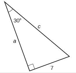 For the right triangle shown, use the trig functions to find the value of c. Round-example-1