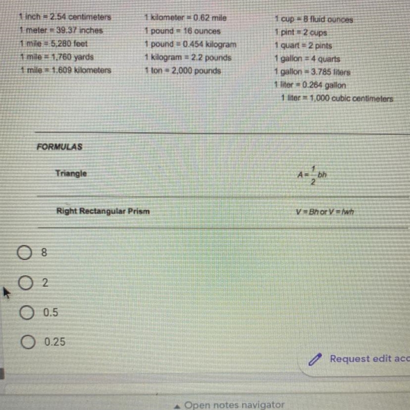 CONVERSIONS 1 inch - 2.54 centimeters 1 meter 39,37 inches 1 mle = 5,280 foet 1 mile-example-1