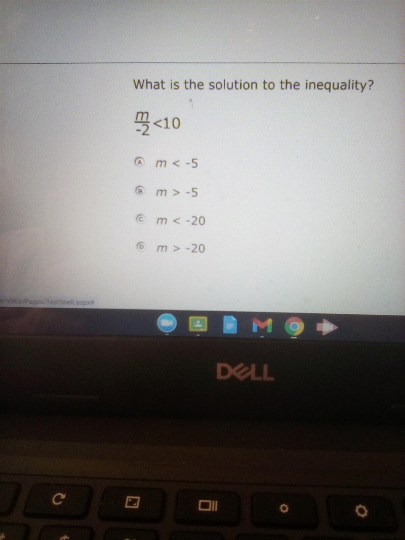 What solution to the inequality? m/-2<10-example-1