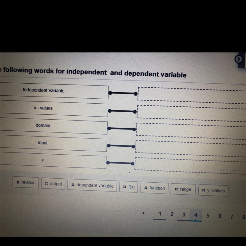 Match the following words for independent and dependent variable-example-1