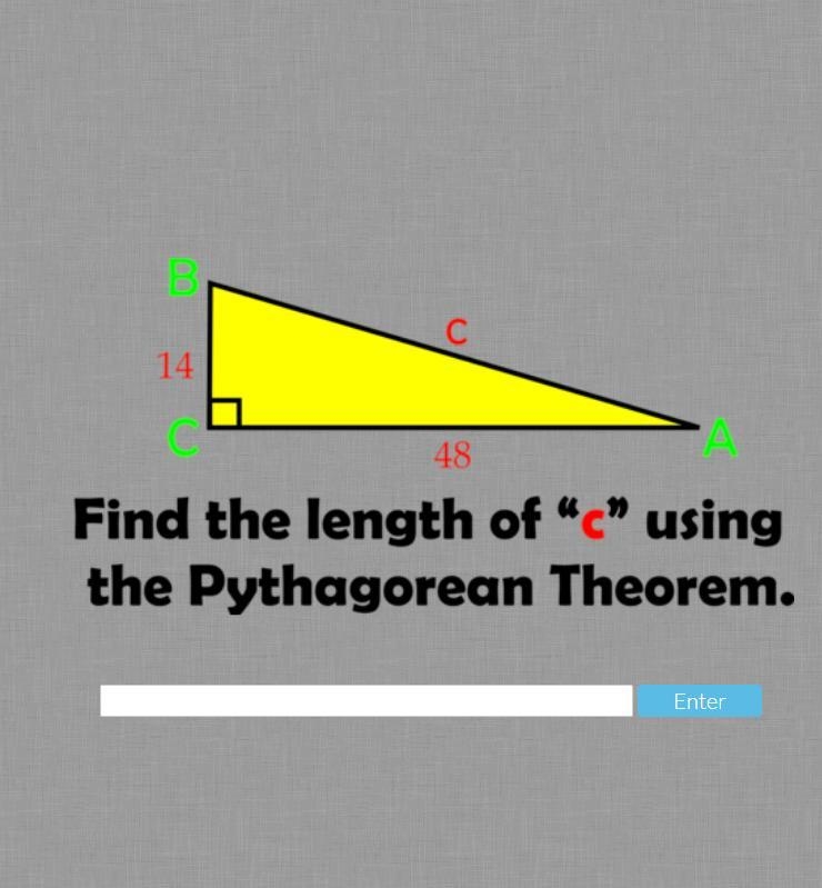 Find the length of "C" using the Pythagorean Theorem. 14 48-example-1