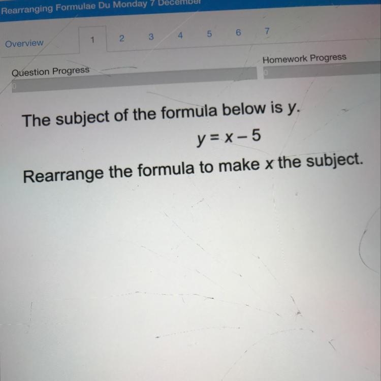 Y=x-5 the subject of the formula below is y rearrange the formula to make x the subject-example-1