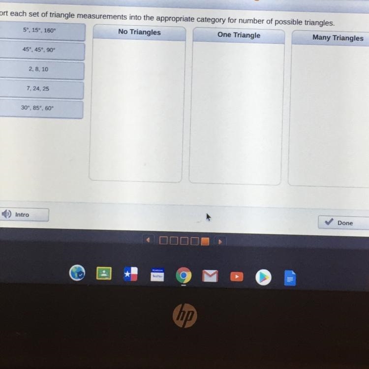 Sort each set of triangle measurements into the appropriate category for number of-example-1