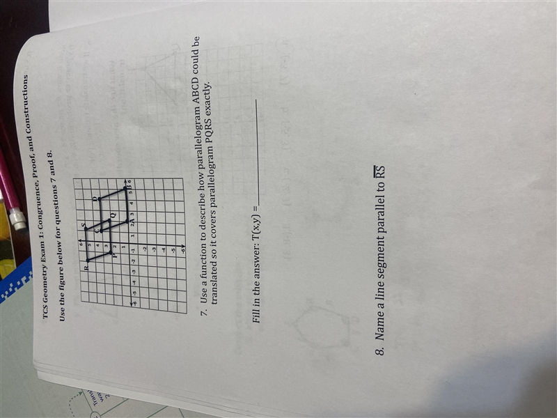 T(X,Y)_____ Name a line segment parallel to RS-example-1