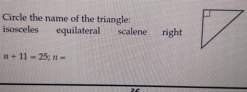 2. Circle the name of the triangle: isosceles, equilateral, scalene, right​-example-1