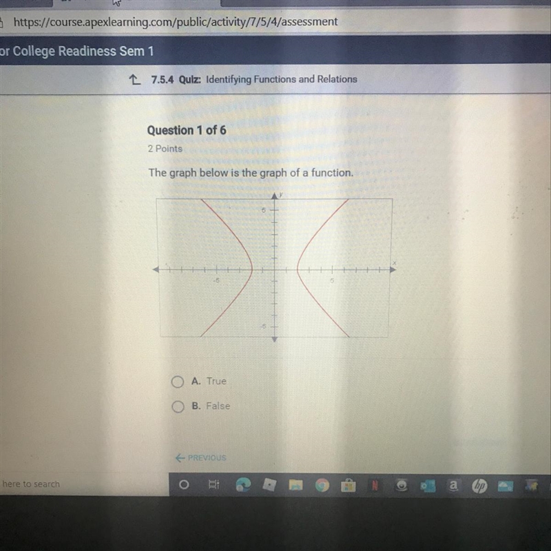 The graph below is the graph of a function. True or false-example-1